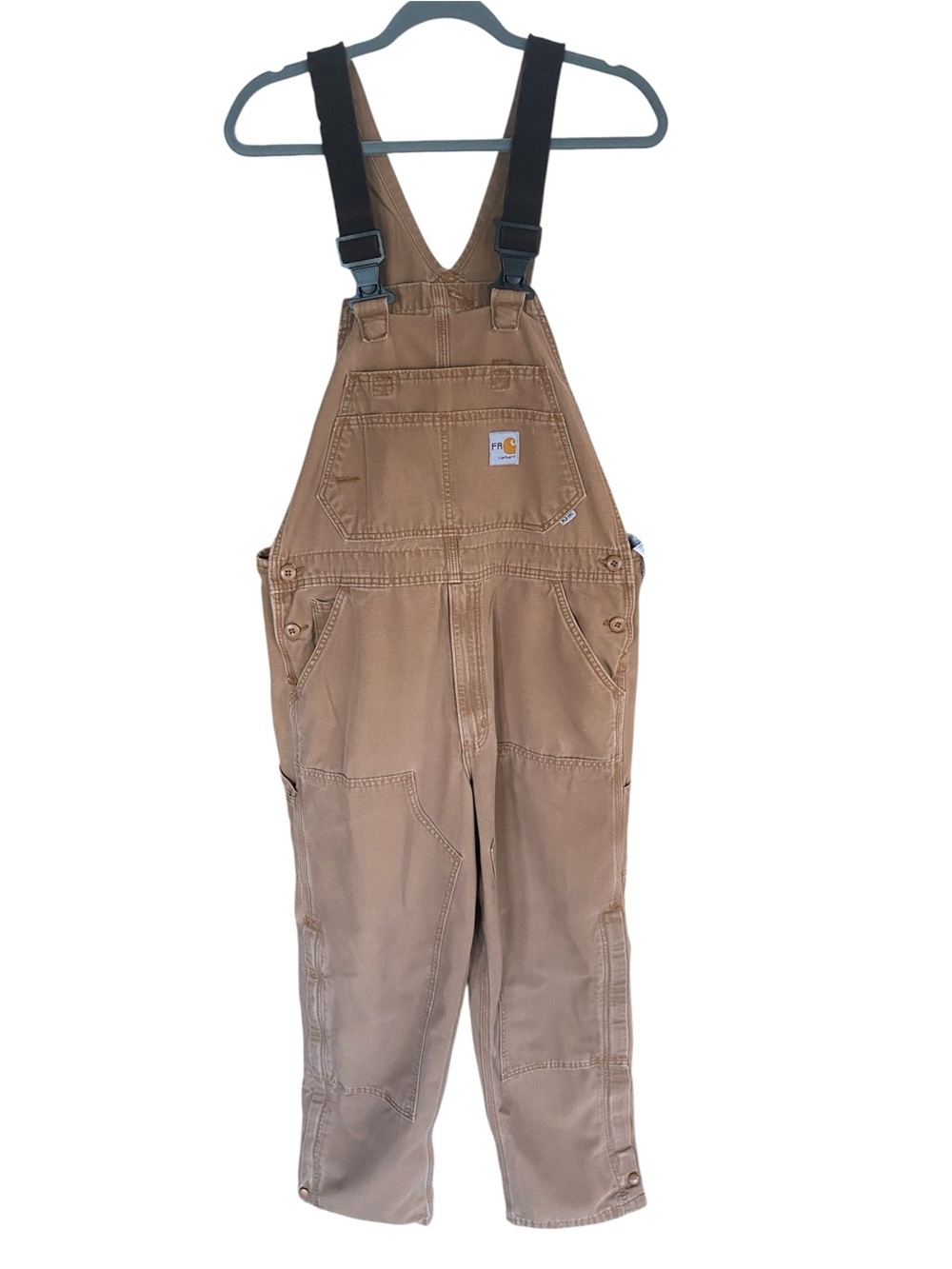 Vintage Carhartt Brown/Tan Work Bibbed Flame Resistant Overalls Size M Regular